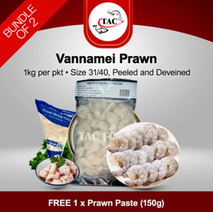 [Bundle of 2] Prawn Feast Signature Vannamei Prawn Meat (2kg) FREE X1 Prawn paste (150g)